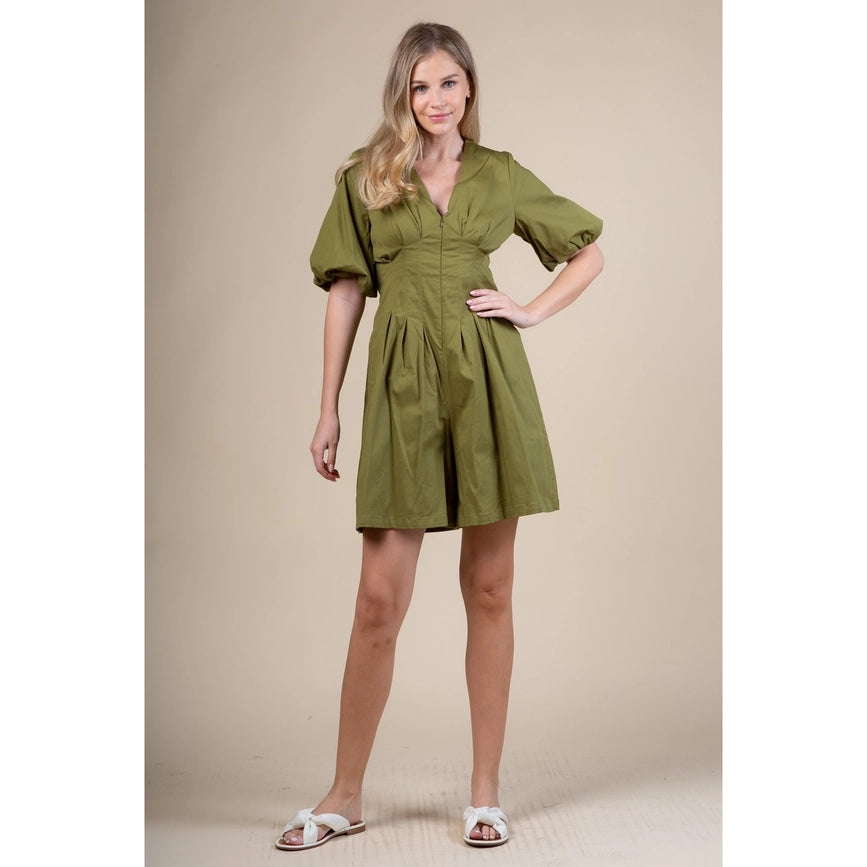 Box Pleat Waist Cropped Jumpsuit OLIVE-Jumpsuit-AZURA-S-OLIVE-Urbanheer