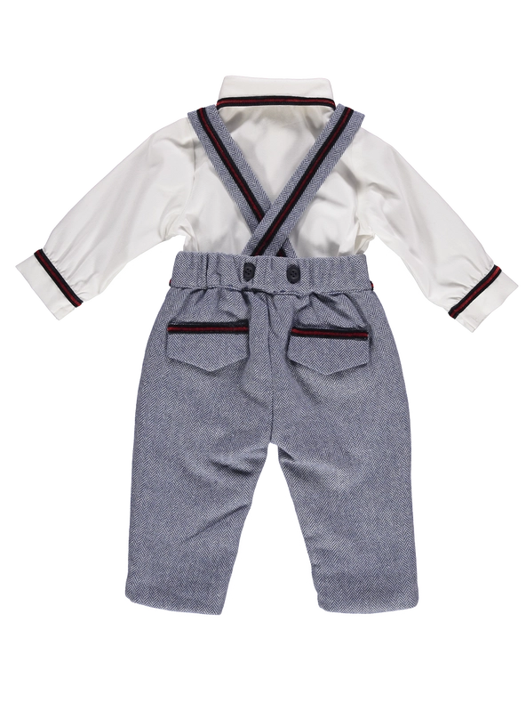 Boy Set with Blue Suspender Trousers and Shirt-Boy Set-Piccola Speranza-6M-White / Blue-Urbanheer