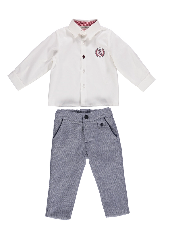 Boy Set with Shirt and Blue Trousers-Boy Set-Piccola Speranza-3Y-White / Blue-Urbanheer