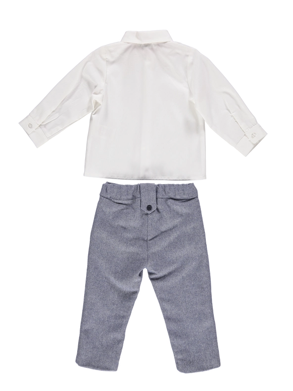 Boy Set with Shirt and Blue Trousers-Boy Set-Piccola Speranza-3Y-White / Blue-Urbanheer