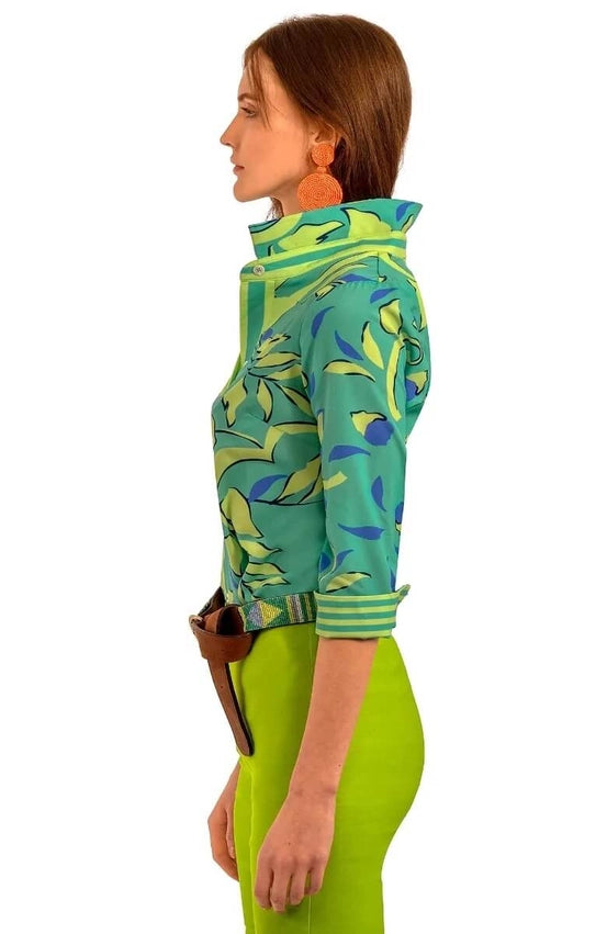 Boyfriend Shirt - Full Bloom Turquoise-Shirt-Gretchen Scott LLC-XL-Turquoise-Urbanheer