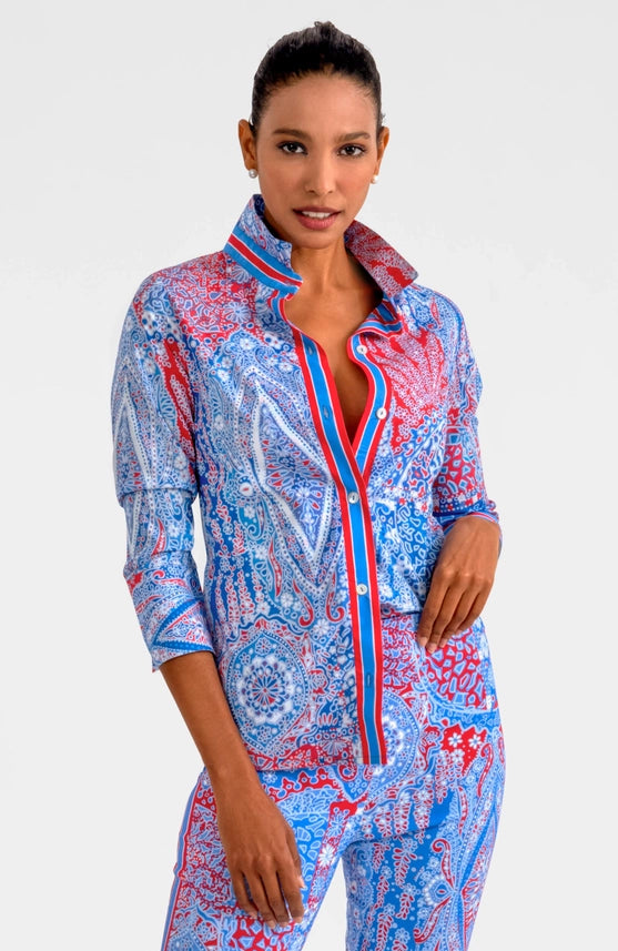 Boyfriend Shirt - Grand Bazaar Blue-Shirt-Gretchen Scott LLC-XXS-Blue-Urbanheer