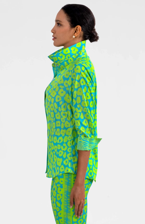 Boyfriend Shirt - Me Jane Turq/Lime-Shirt-Gretchen Scott LLC-XS-Turq/Lime-Urbanheer