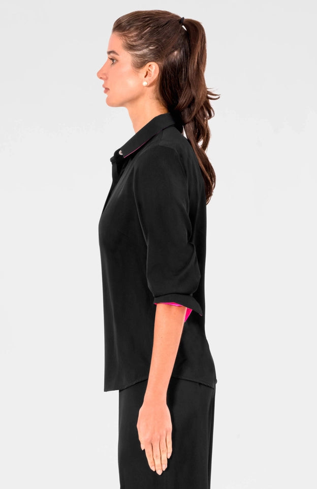 Boyfriend Shirt - Solid - Silky Heaven Black-Shirt-Gretchen Scott LLC-XXS-Black-Urbanheer