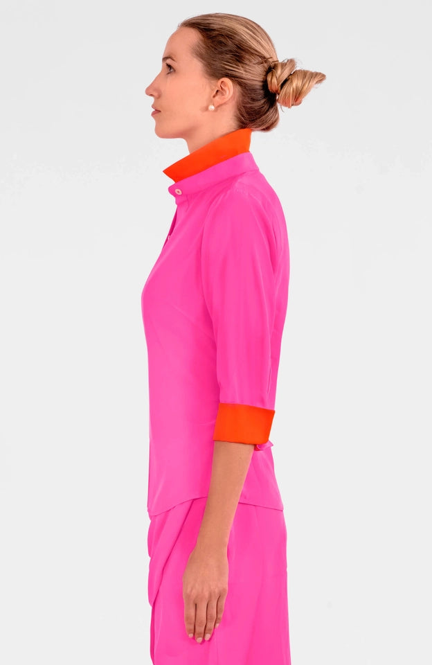 Boyfriend Shirt - Solid - Silky Heaven Shocking Pink-Shirt-Gretchen Scott LLC-XS-Shocking Pink-Urbanheer