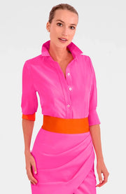 Boyfriend Shirt - Solid - Silky Heaven Shocking Pink-Shirt-Gretchen Scott LLC-XS-Shocking Pink-Urbanheer