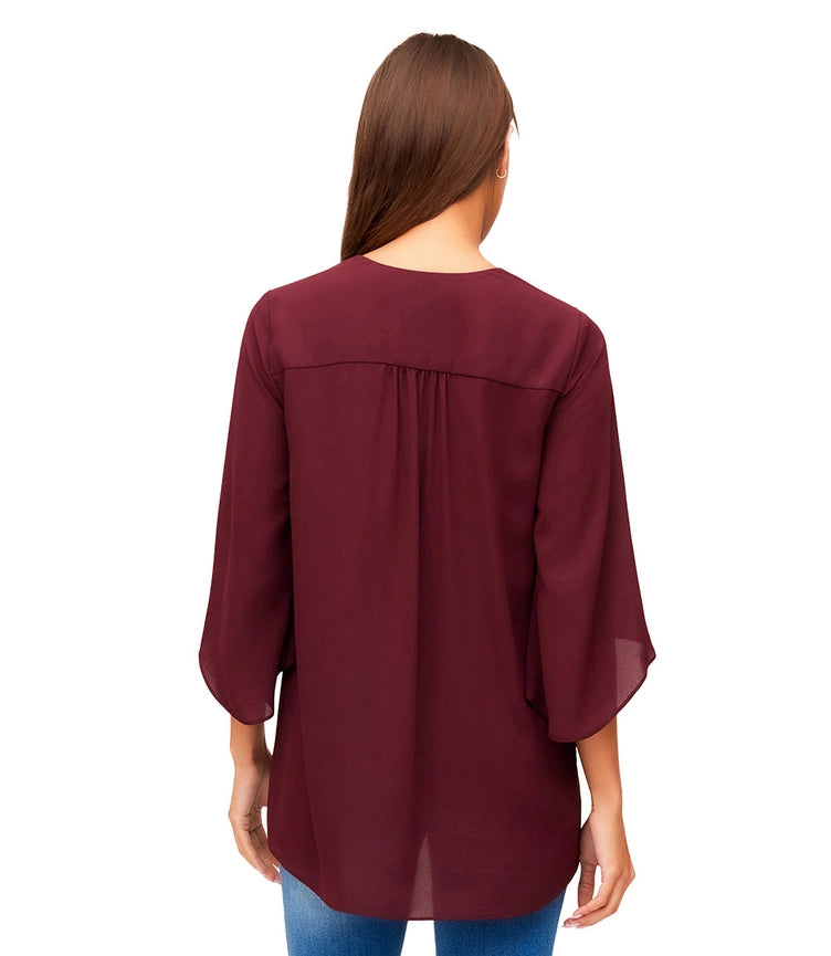 Bracelet Sleeve Asymmetric Top Wine-Top-Karen Kane-XS-Wine-Urbanheer