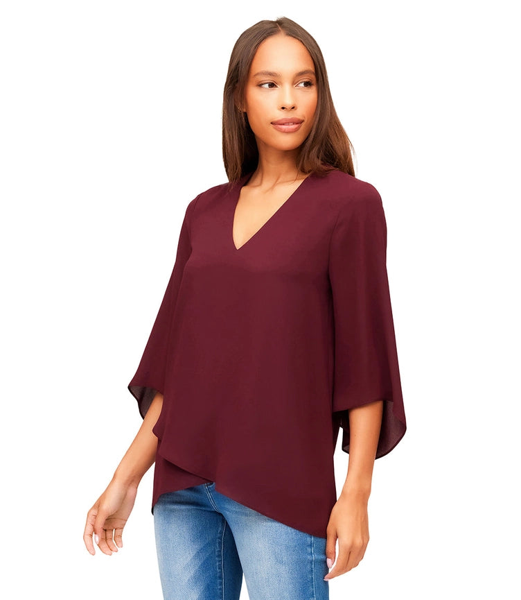 Bracelet Sleeve Asymmetric Top Wine-Top-Karen Kane-XS-Wine-Urbanheer