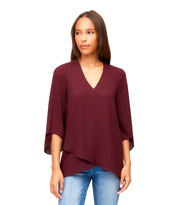 Bracelet Sleeve Asymmetric Top Wine-Top-Karen Kane-XS-Wine-Urbanheer