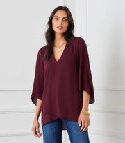 Bracelet Sleeve Asymmetric Top Wine-Top-Karen Kane-XS-Wine-Urbanheer