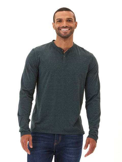 Braeden Black Fleck Long Sleeve Triblend Henley