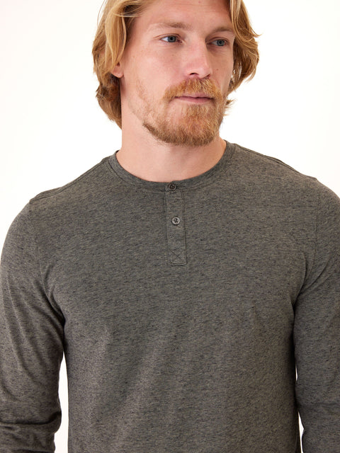 Braeden Black Fleck Long Sleeve Triblend Henley