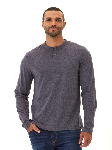 Braeden Black Fleck Long Sleeve Triblend Henley