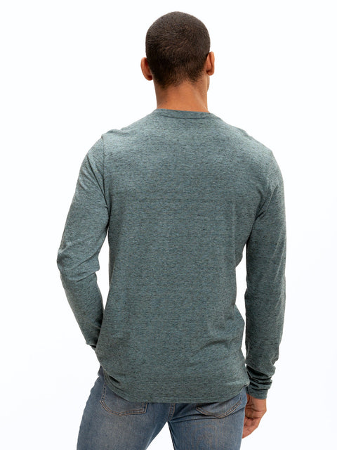 Braeden Black Fleck Long Sleeve Triblend Henley