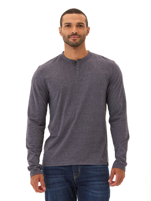 Braeden Black Fleck Long Sleeve Triblend Henley