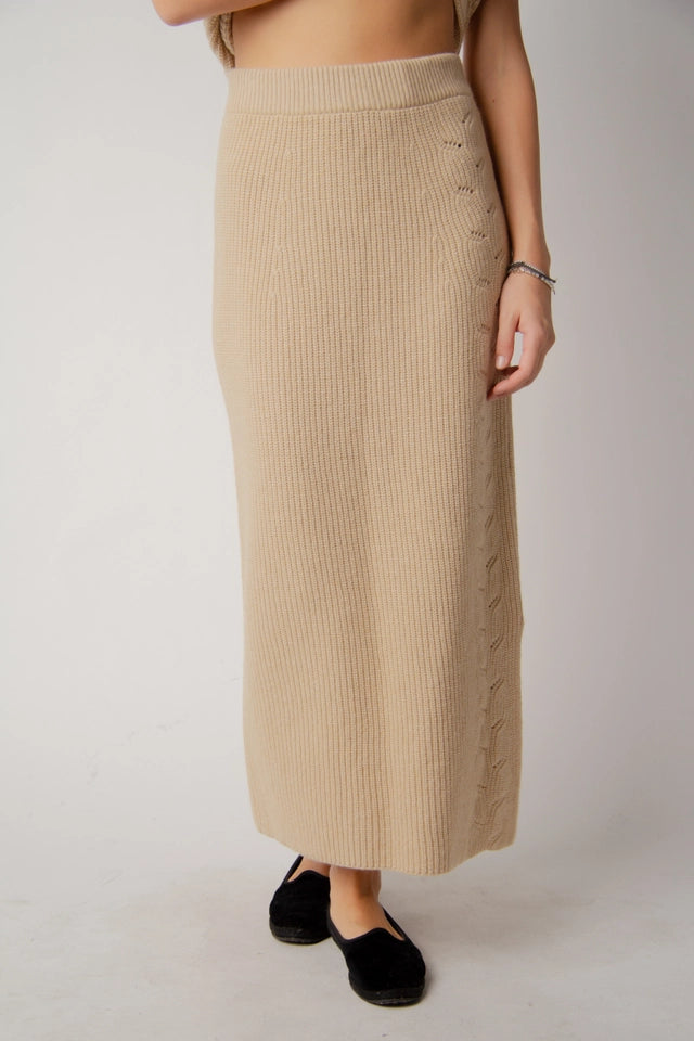 Braided Cashmere Blend Blanket Beige-Skirt-LÈMME-S-Beige-Urbanheer