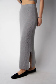 Braided Cashmere Blend Blanket Grigio Acciaio-Skirt-LÈMME-S-Grigio Acciaio-Urbanheer