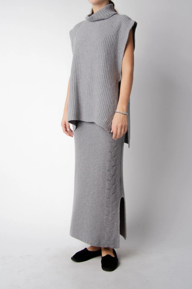 Braided Cashmere Blend Blanket Grigio Acciaio-Skirt-LÈMME-S-Grigio Acciaio-Urbanheer