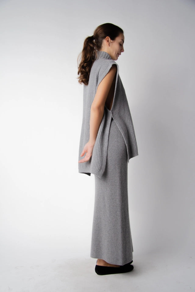 Braided Cashmere Blend Blanket Grigio Acciaio-Skirt-LÈMME-S-Grigio Acciaio-Urbanheer