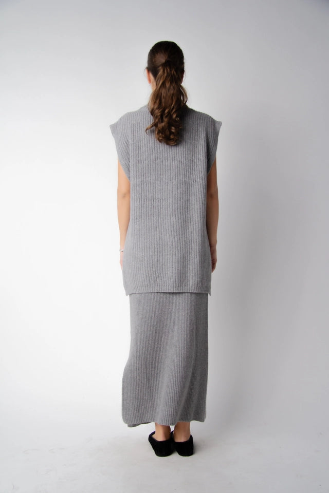 Braided Cashmere Blend Blanket Grigio Acciaio-Skirt-LÈMME-S-Grigio Acciaio-Urbanheer