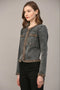 Braided Trim Jean Jacket BLACK DENIM-Jacket-FATE-S-BLACK DENIM-Urbanheer