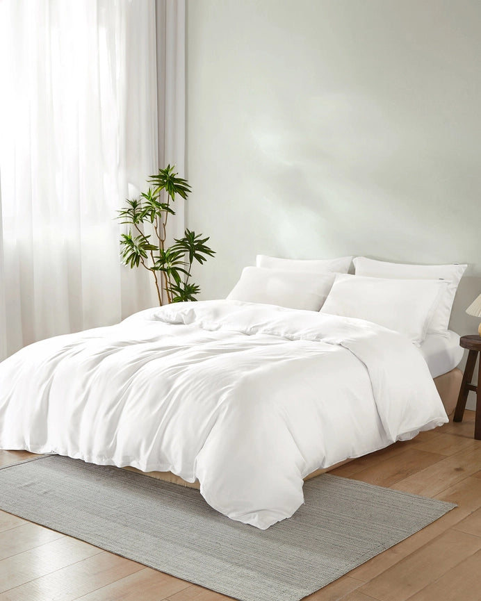 Breathable Bamboo Duvet Cover-Duvet Cover-MommeSilk-Twin-White-Urbanheer