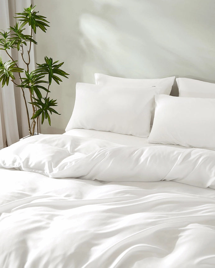 Breathable Bamboo Duvet Cover-Duvet Cover-MommeSilk-Twin-White-Urbanheer