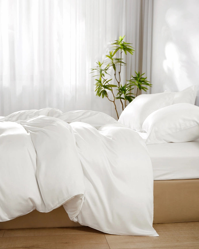 Breathable Bamboo Duvet Cover-Duvet Cover-MommeSilk-Twin-White-Urbanheer