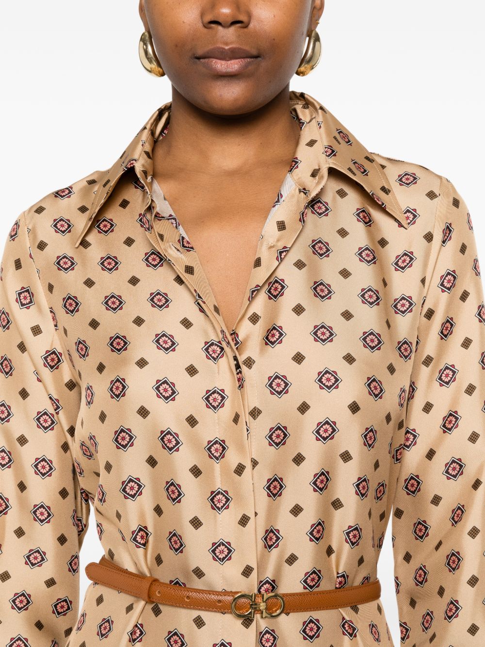 Breathable Silk Button-Front Chemisier Dress for Everyday Comfort