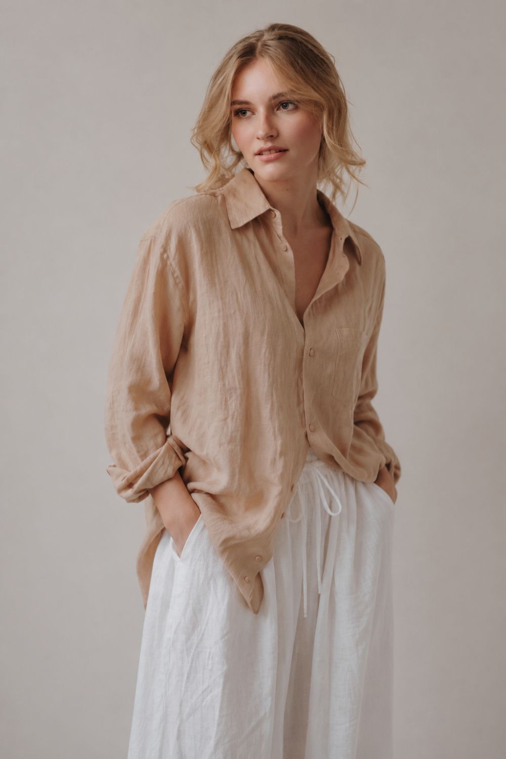 Breathe Sabbia Linen Oversize Shirt