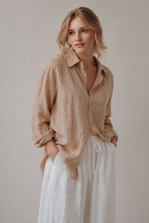 Breathe Sabbia Linen Oversize Shirt