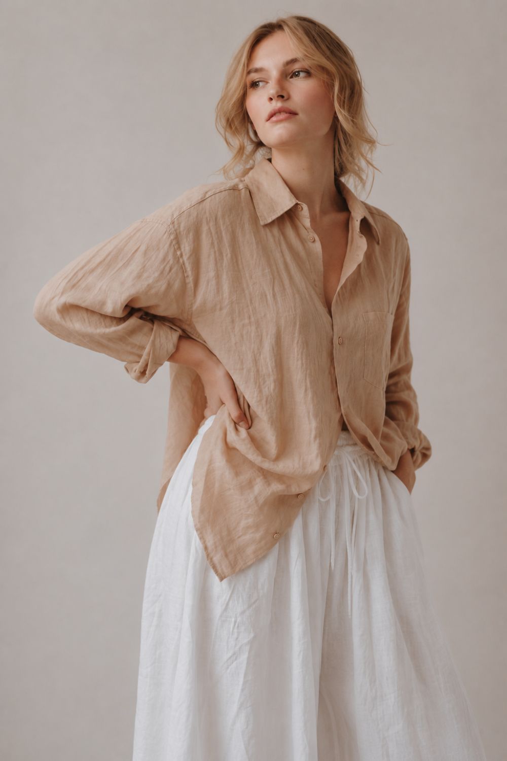 Breathe Sabbia Linen Oversize Shirt