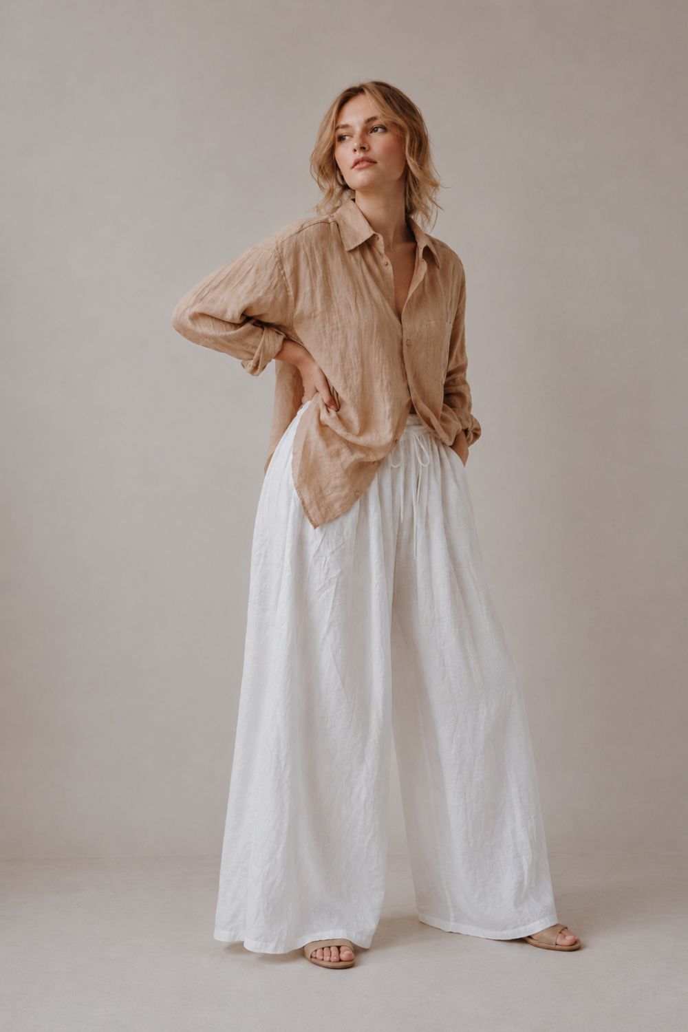 Breathe Sabbia Linen Oversize Shirt