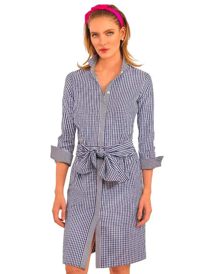 Breezy Blouson Dress - Gingham Navy-Dress-Gretchen Scott LLC-L-Navy-Urbanheer