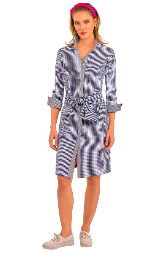 Breezy Blouson Dress - Gingham Navy-Dress-Gretchen Scott LLC-L-Navy-Urbanheer
