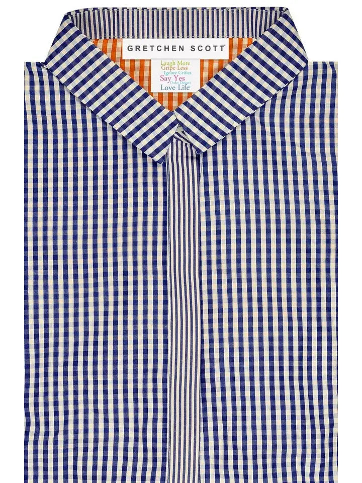 Breezy Blouson Dress - Gingham Navy-Dress-Gretchen Scott LLC-L-Navy-Urbanheer