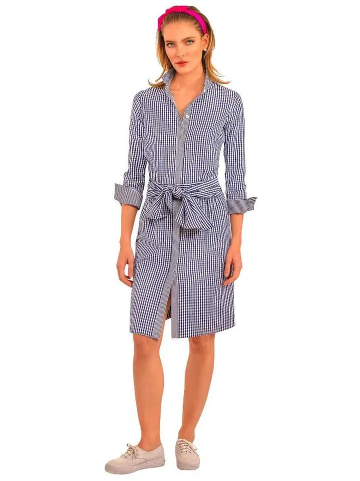 Breezy Blouson Dress - Gingham Navy-Dress-Gretchen Scott LLC-L-Navy-Urbanheer
