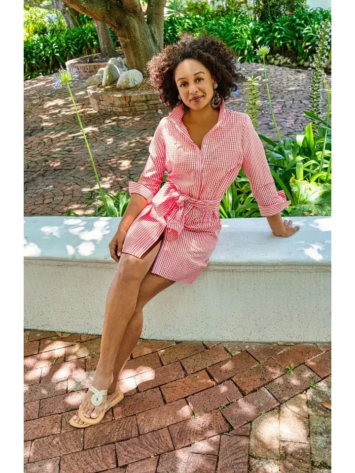 Breezy Blouson Dress - Gingham Pink-Dress-Gretchen Scott LLC-XXS-Pink-Urbanheer