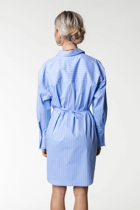 Brienna Striped Blouse Dress | Blue-Dress-Colourful Rebel-XXS-Blue-Urbanheer