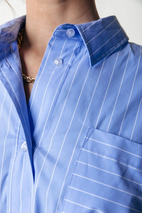 Brienna Striped Blouse Dress | Blue-Dress-Colourful Rebel-XXS-Blue-Urbanheer