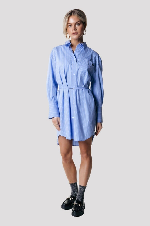Brienna Striped Blouse Dress | Blue-Dress-Colourful Rebel-XXS-Blue-Urbanheer