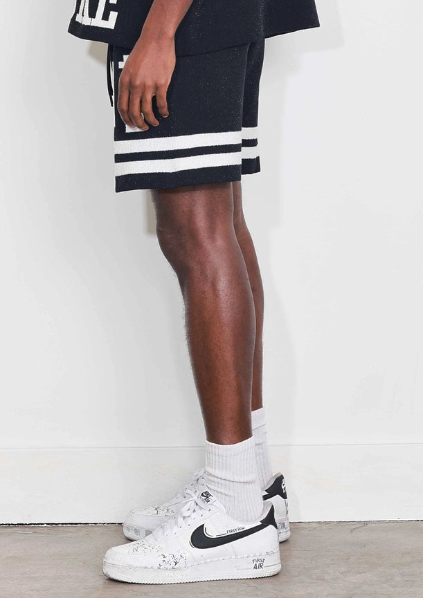 Bright Future Varsity Jacquard Knit Shorts-Shorts-First Row-S-Black-Urbanheer