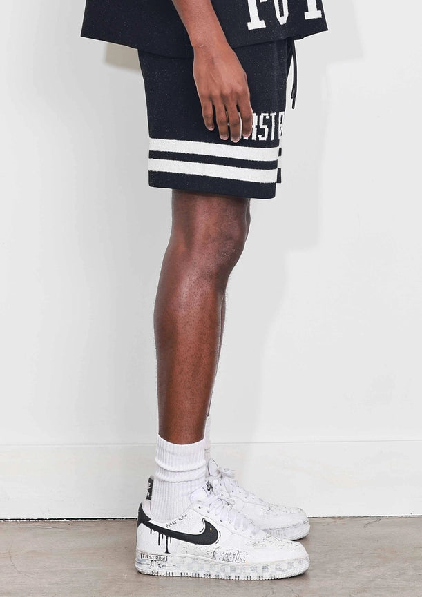 Bright Future Varsity Jacquard Knit Shorts-Shorts-First Row-S-Black-Urbanheer
