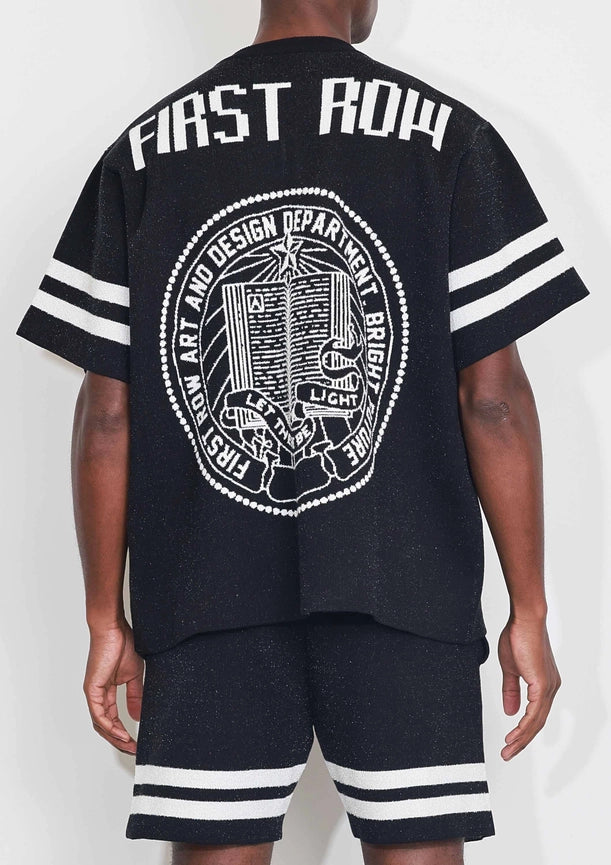 Bright Future Varsity Jacquard Knit Tee-Tee-First Row-S-Black-Urbanheer