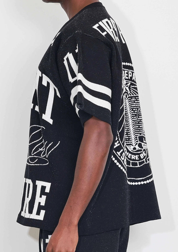 Bright Future Varsity Jacquard Knit Tee-Tee-First Row-S-Black-Urbanheer