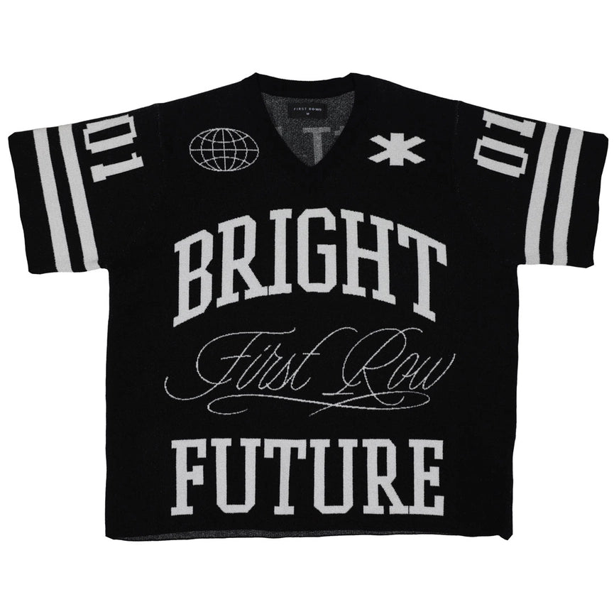 Bright Future Varsity Jacquard Knit Tee-Tee-First Row-S-Black-Urbanheer