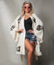 Brown Evil Eye Short Kaftan Kimono Robe-Kimono-Moa-Short Kimono-Urbanheer