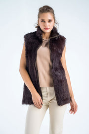 Brown Geniune Reversible Sheepskin Fur Vest-Fur Vests & Gilets-Buy Me Fur Ltd-Brown-S-Genuine Tuscan Lambskin Fur-Urbanheer
