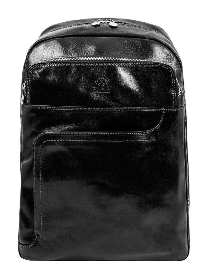 Brown Large Leather Backpack - L.A. Confidential Black-Backpacks-Time Resistance-11.8 x 7.9 x 16.9 in (30 x 20 x 43 cm)-Black-Urbanheer