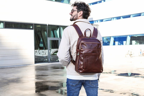 Brown Large Leather Backpack - L.A. Confidential Brown-Backpacks-Time Resistance-11.8 x 7.9 x 16.9 in (30 x 20 x 43 cm)-Brown-Urbanheer